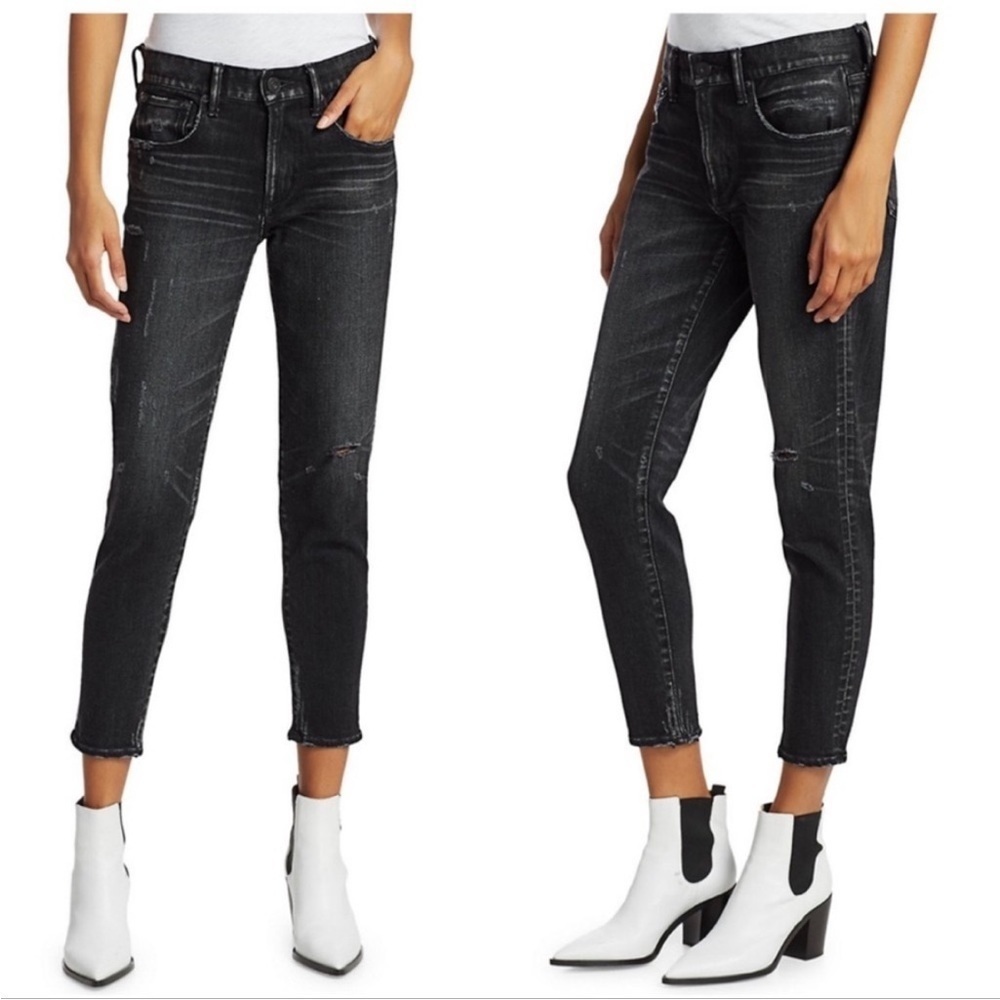 Moussy vintage SAAB black slightly intentionally distressed black denim size 27 - Picture 2 of 15